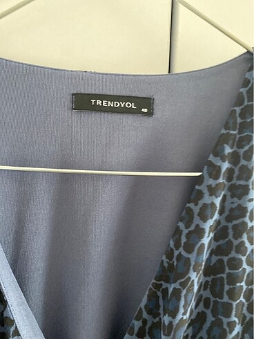 40 Beden lacivert Renk Mavi Leopar Elbise