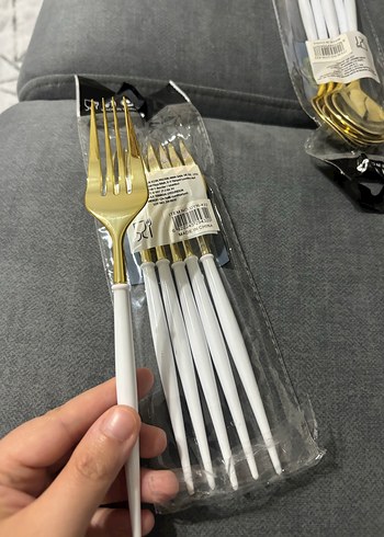 Beden altın Renk Altın Renkli Çatal ve Kaşık Seti