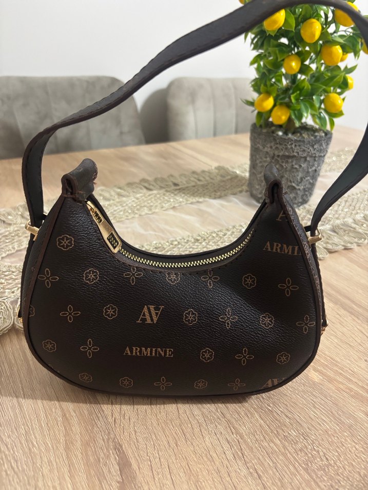 Armine Kahverengi Baskılı Deri Kadın Çanta - Görsel 2