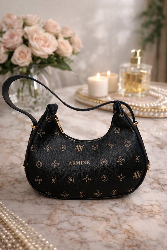 Armine Zincir Detaylı Siyah Deri Kadın Çanta - Görsel 4