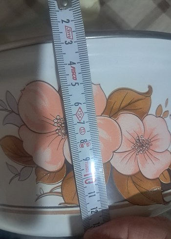 Çiçek Desenli Beyaz Emaye Tencere - Görsel 6