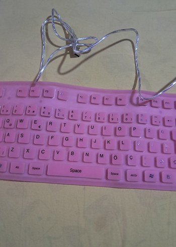 Pastel Pembe Telefon Şarj Kablosu ve  bilgisayar klavye - Görsel 4