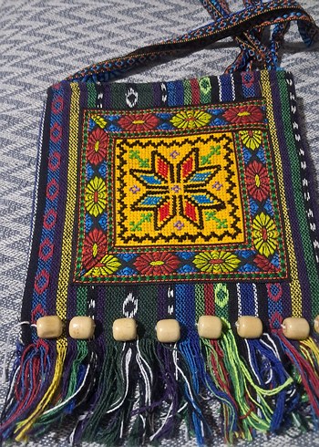 Renkli Boncuklu Nakışlı Bohem Kadın Çantası