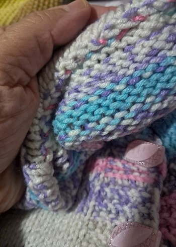 Çok Renkli el örgüsü Kolsuz yelek - Görsel 7