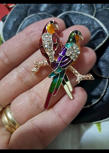 Kırmızı Çiçek Figürlü Boncuklu Broş - Görsel 7