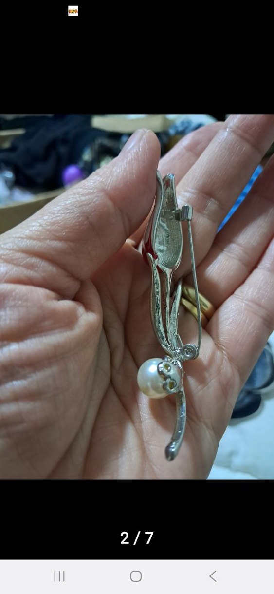 Kırmızı Çiçek Figürlü Boncuklu Broş - Görsel 2