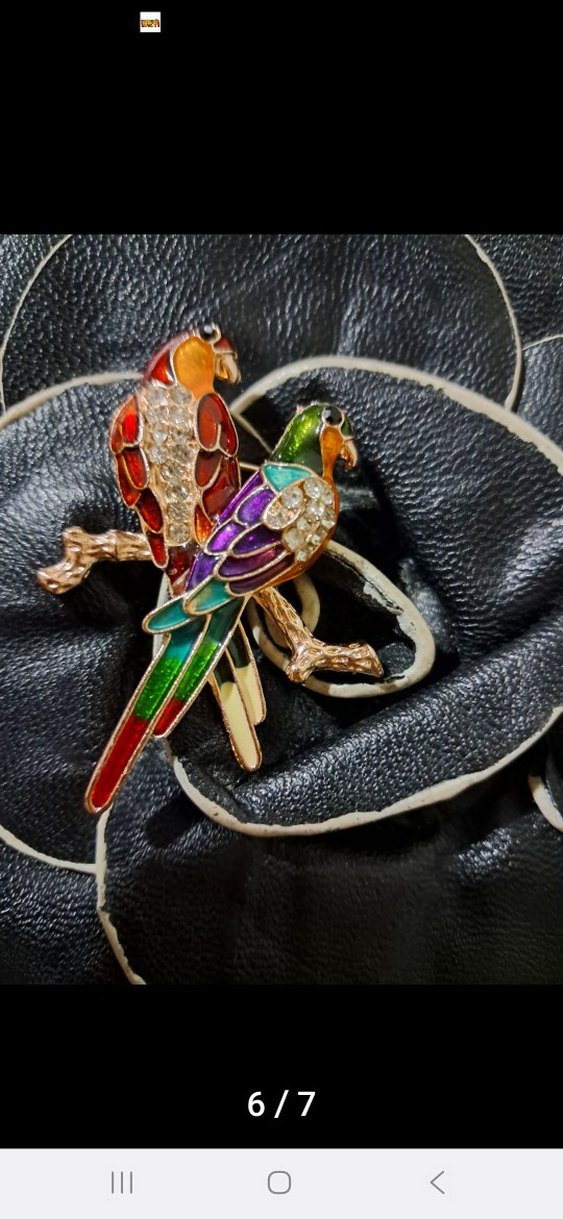 Kırmızı Çiçek Figürlü Boncuklu Broş - Görsel 5