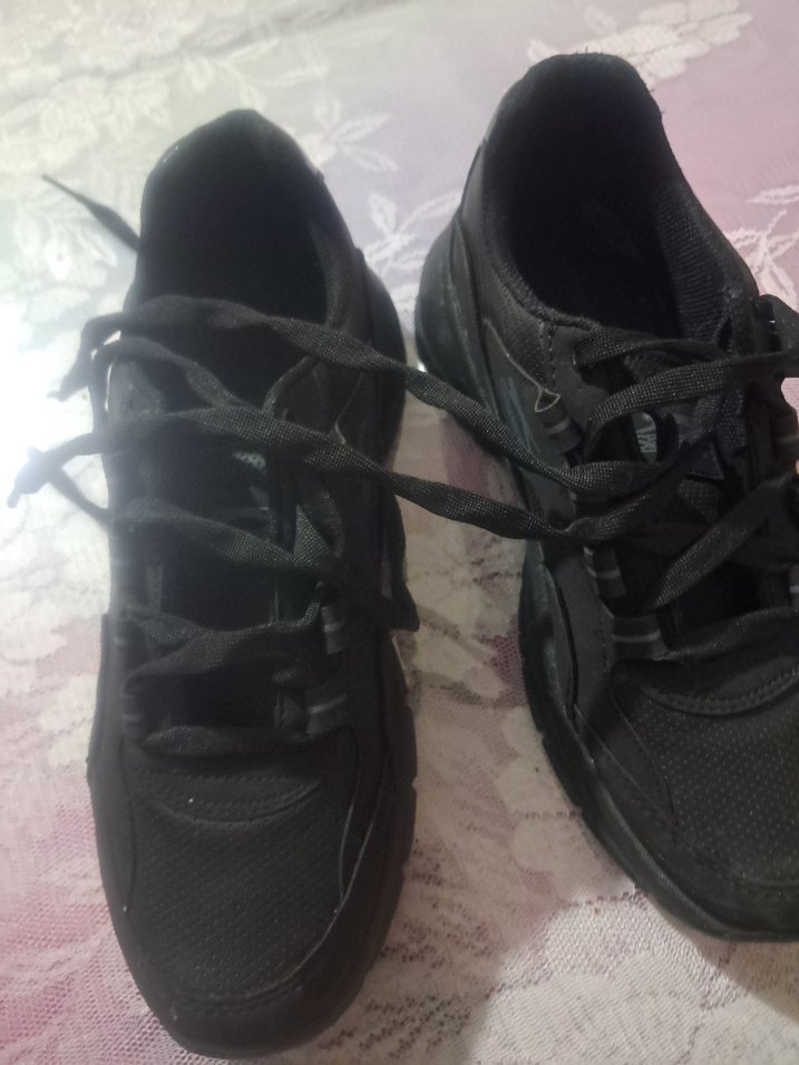 Siyah Bağcıklı  dolgu Topuklu Kadın erkek hem bot - Görsel 5