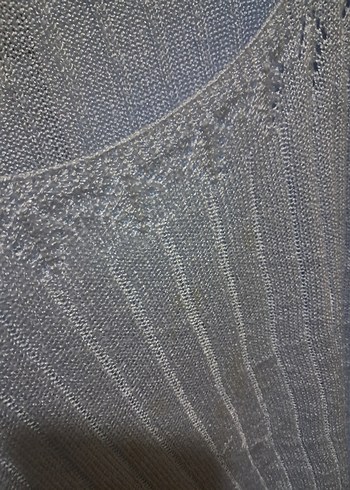 Mavi Kısa Kollu Örgü merserize Kadın Kazak - Görsel 3