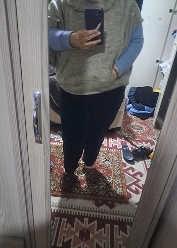 Gri Bohem Boğazlı Kadın Triko Kazak - Görsel 2