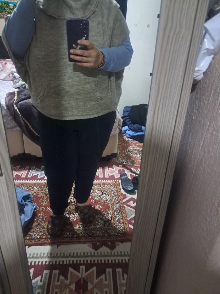 Gri Bohem Boğazlı Kadın Triko Kazak - Görsel 3