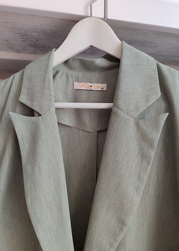 Zara Düğmeli YEŞİL Keten Kadın Blazer