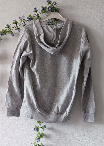 s Beden gri Renk Kadın Gri Fermuarlı Sweatshirt