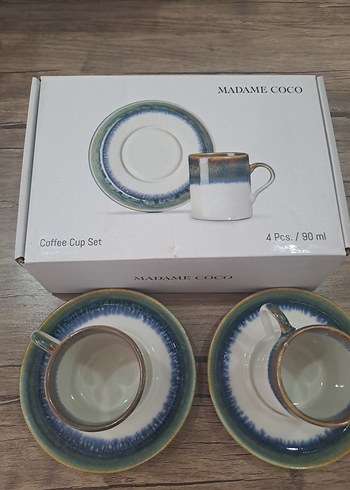 Madame Coco Mavi Seramik Fincan Seti - Görsel 2