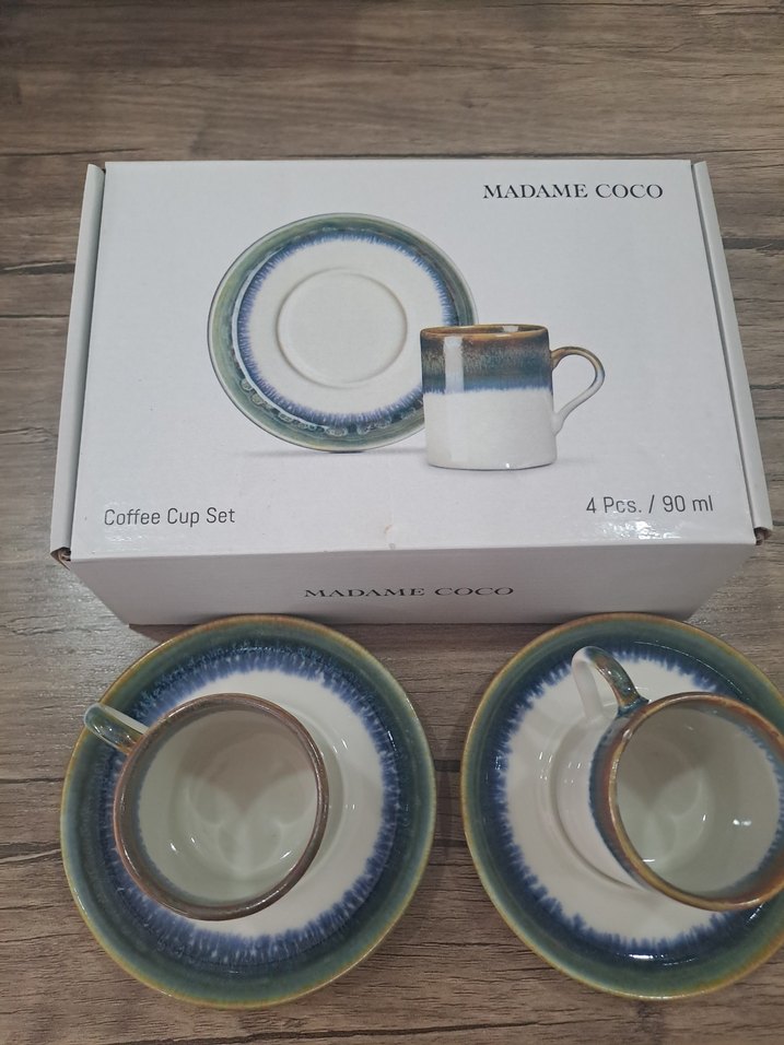 Madame Coco Mavi Seramik Fincan Seti - Görsel 2