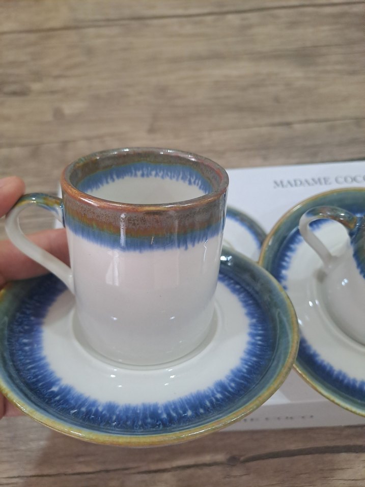 Madame Coco Mavi Seramik Fincan Seti - Görsel 4