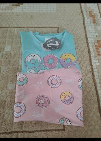 Kız Çocuk Mavi Baskılı Kabarık Tişört - Görsel 2