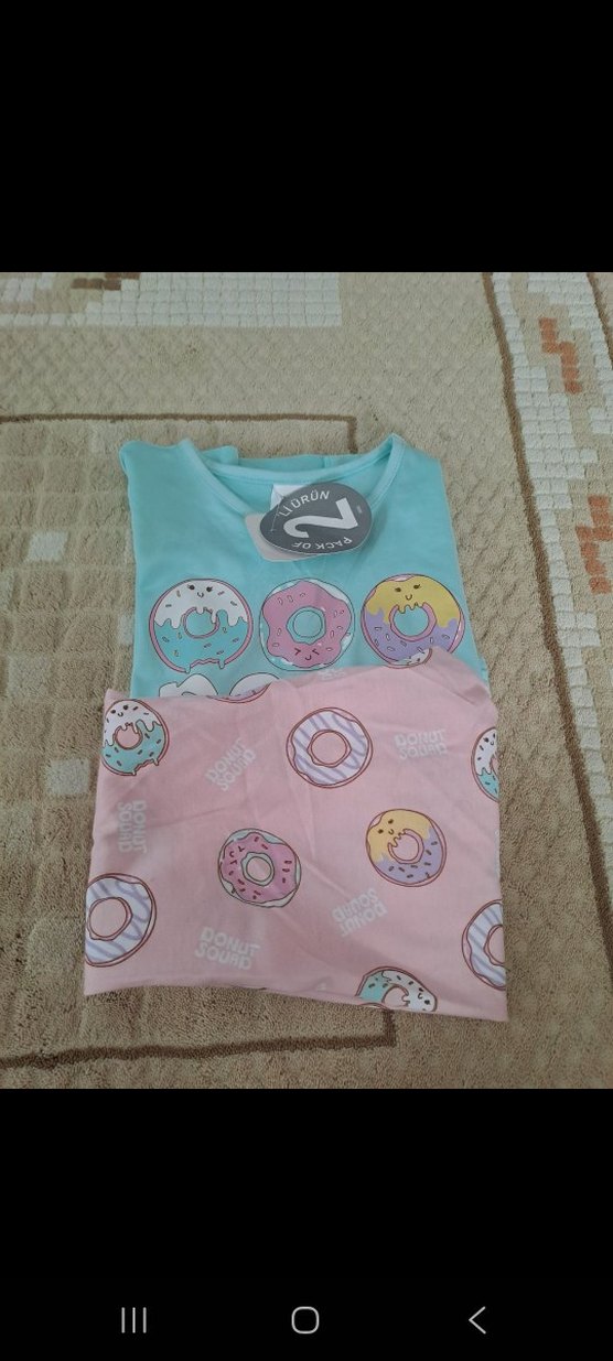 Kız Çocuk Mavi Baskılı Kabarık Tişört - Görsel 2