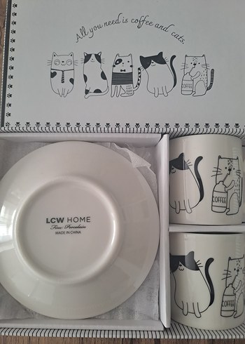 Kedi Temalı Beyaz Kahve Fincanı Seti - Görsel 2