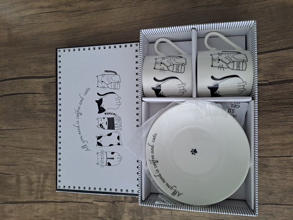 Kedi Temalı Beyaz Kahve Fincanı Seti - Görsel 4