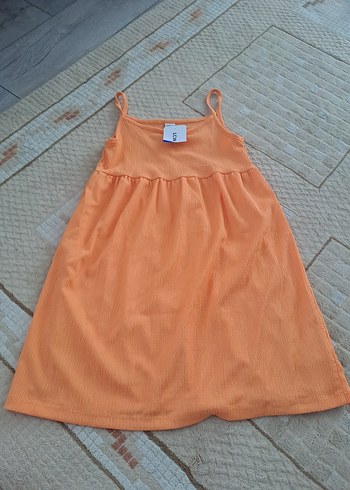 LC Waikiki Sarı Kız Çocuk Askılı Keten Elbise