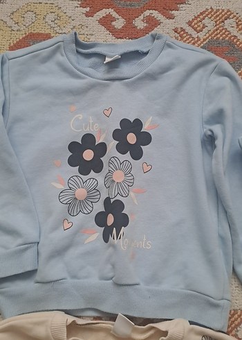 Kız Çocuk Mavi Baskılı Rahat Takım - Görsel 2