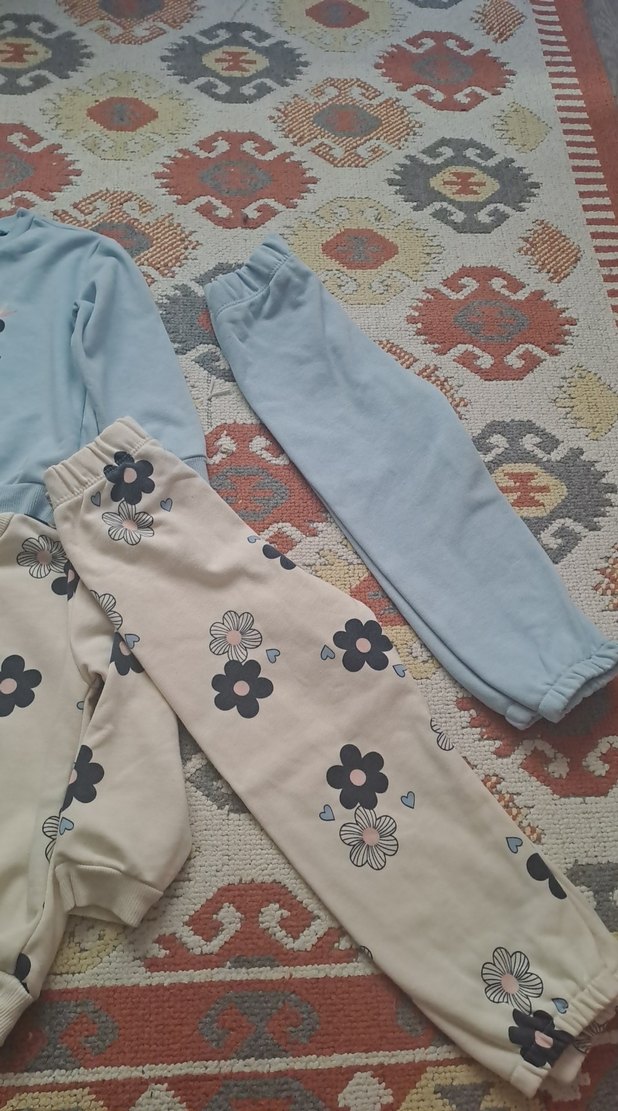 Kız Çocuk Mavi Baskılı Rahat Takım - Görsel 5