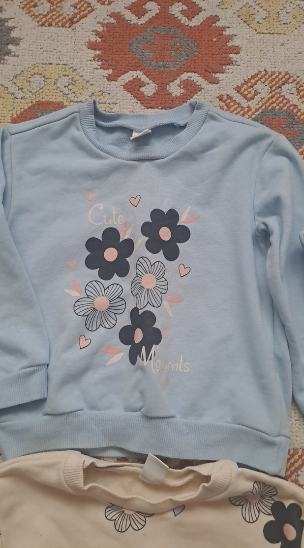 Kız Çocuk Mavi Baskılı Rahat Takım - Görsel 2