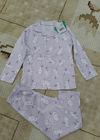 Kız Çocuk Mor Baskılı Pamuklu Pijama Takımı - Görsel 5