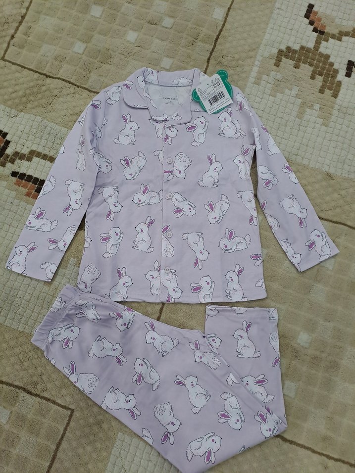 Kız Çocuk Mor Baskılı Pamuklu Pijama Takımı - Görsel 5