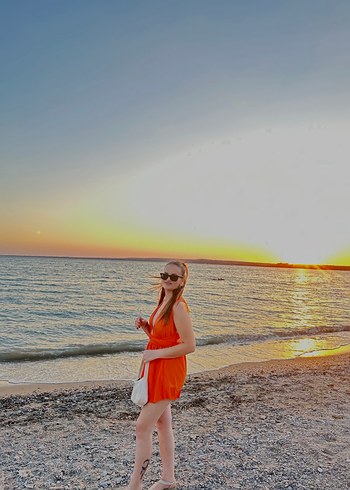 Turuncu Mini Kadın tulum - Görsel 3