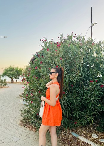 Turuncu Mini Kadın tulum - Görsel 2