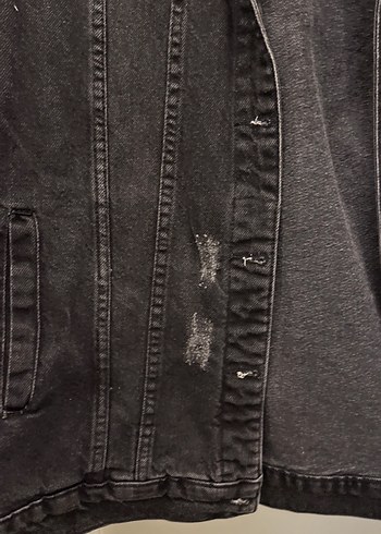 m Beden Siyah Düğmeli Oversize Denim Ceket