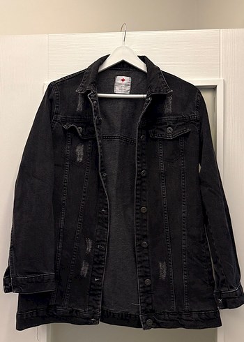 Siyah Düğmeli Oversize Denim Ceket