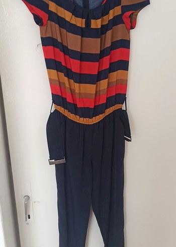 Çizgili Kemerli Kadın Uzun Tulum