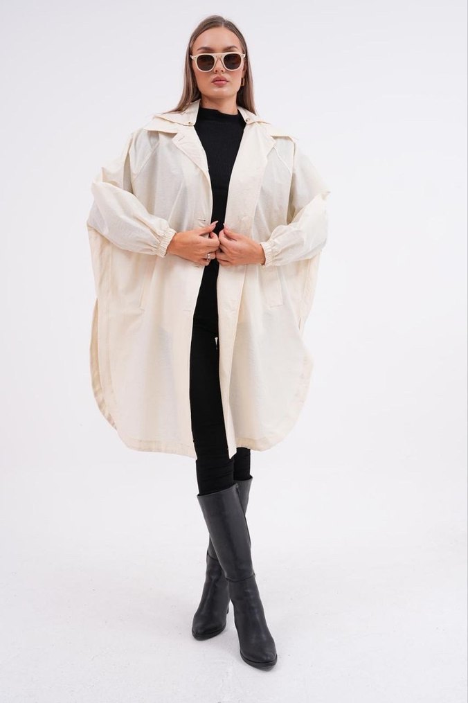 Kapşonlu trençkot - Görsel 2