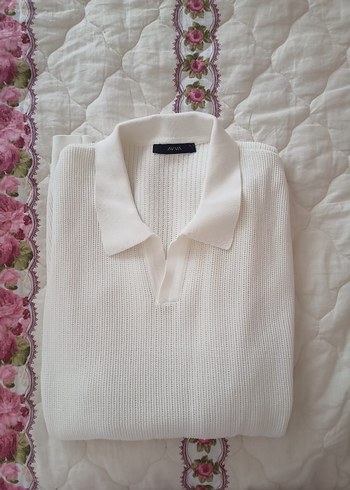 AVVA Beyaz Polo Yaka Erkek Yazlık Sweatshirt