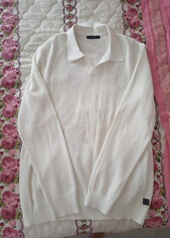 l Beden AVVA Beyaz Polo Yaka Erkek Yazlık Sweatshirt