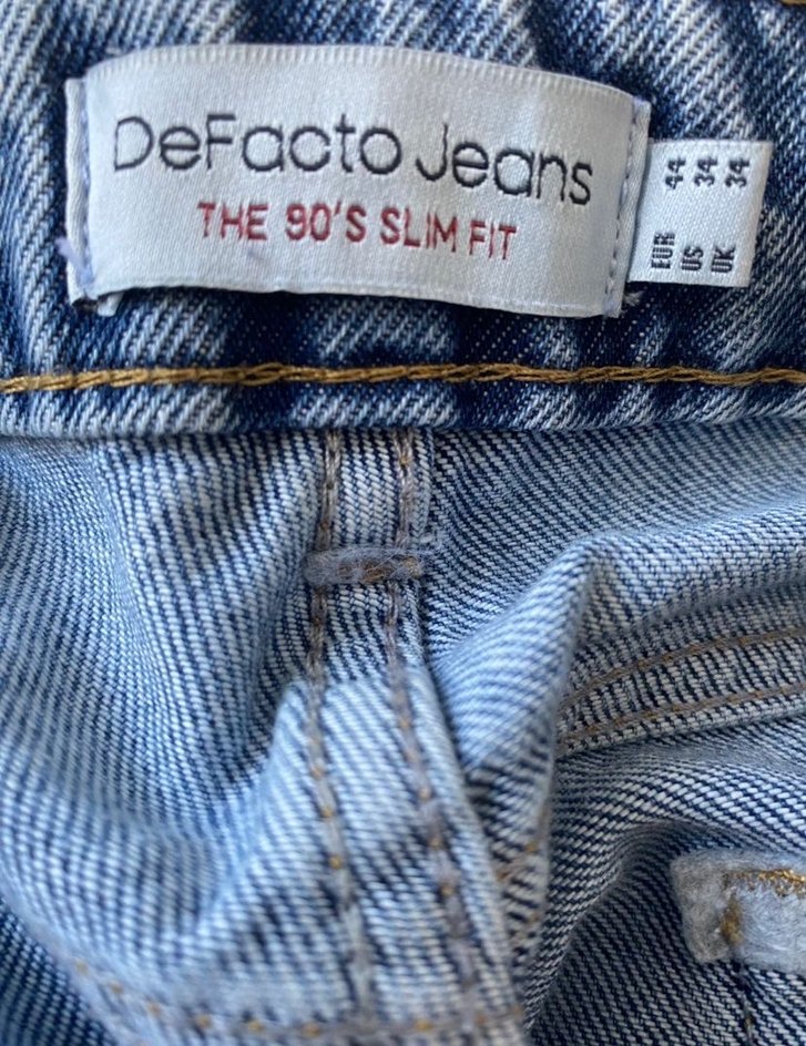 Erkek Mavi Denim Bol Kesim Midi Kot Pantolon - Görsel 3