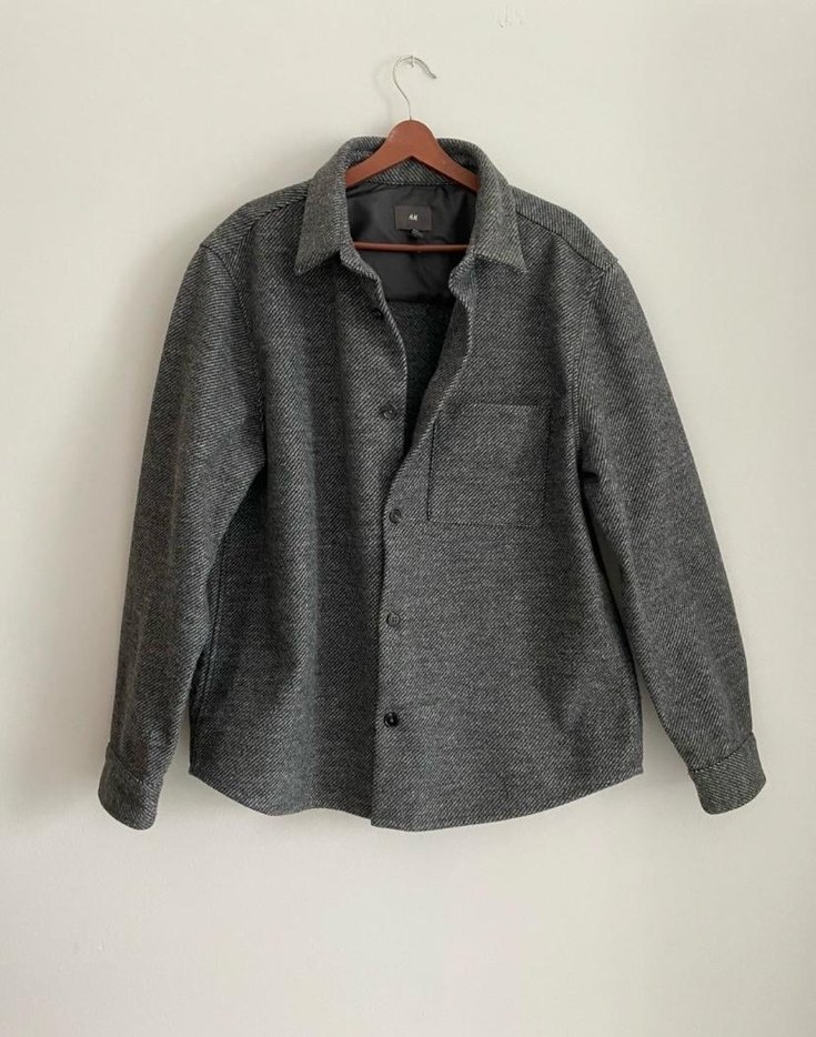 Düğmeli Gri Yün Erkek Gömlek - Görsel 3