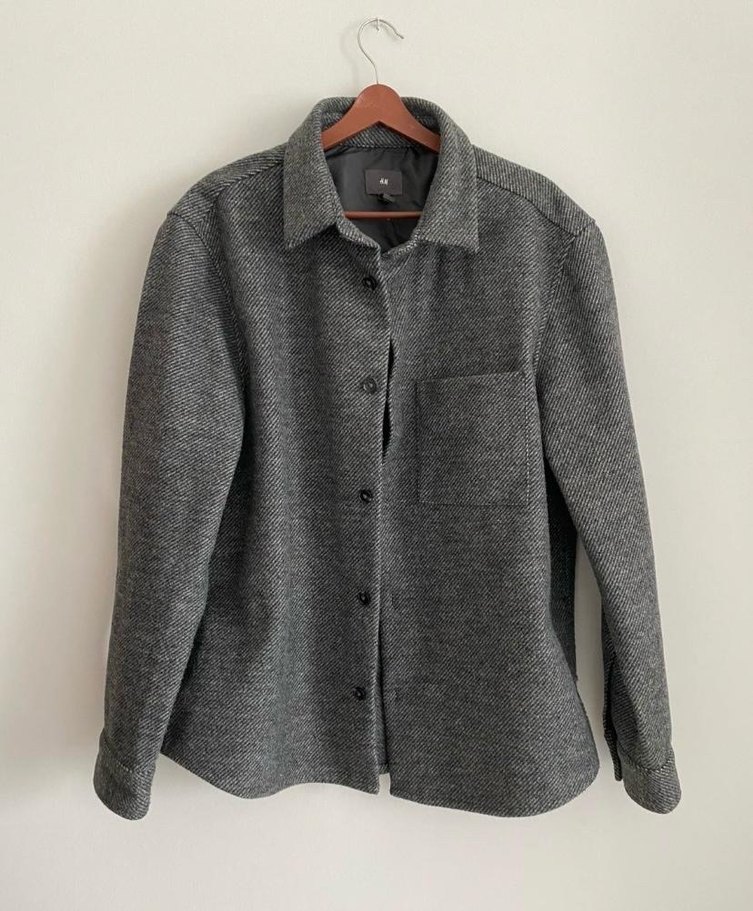 Düğmeli Gri Yün Erkek Gömlek - Görsel 2