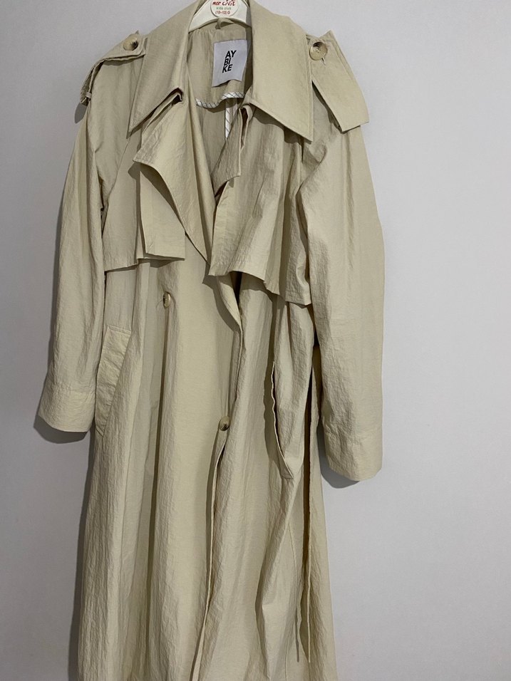 Aybike stil Kadın Uzun Trençkot - Görsel 3