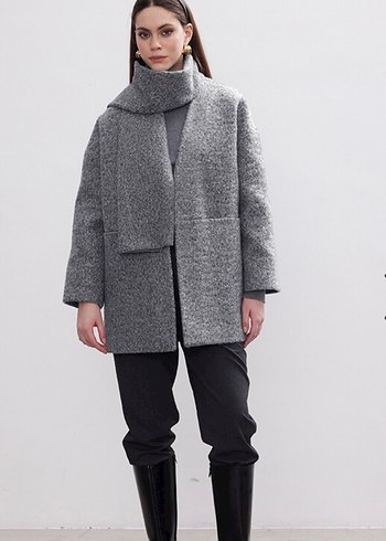 Gri Oversize Kaban be blue - Görsel 3