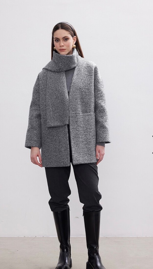 Gri Oversize Kaban be blue - Görsel 3