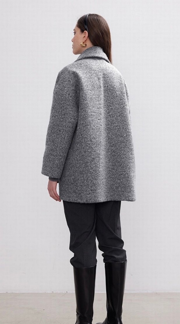 Gri Oversize Kaban be blue - Görsel 2