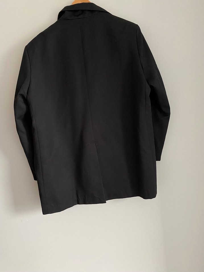 Siyah Düğmeli Kadın Midi Blazer - Görsel 5