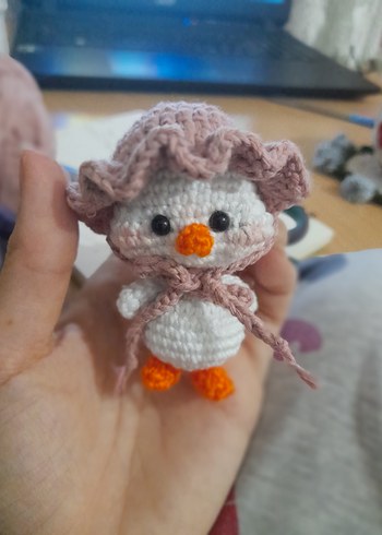 Pastel Bej Örgü Oyuncak ördek - Görsel 2