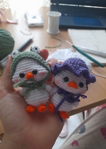 Gri Kurbağa Kapşonlu Amigurumi Peluş - Görsel 2