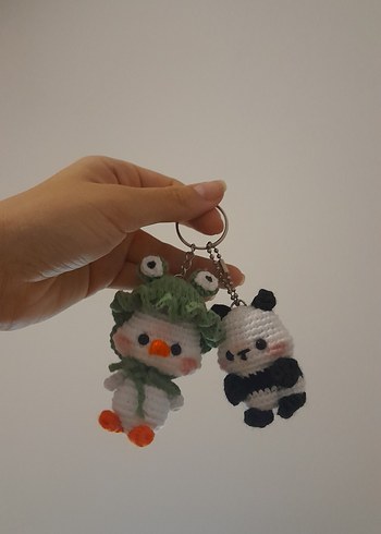 Renkli Örgü Panda Anahtarlık - Görsel 3