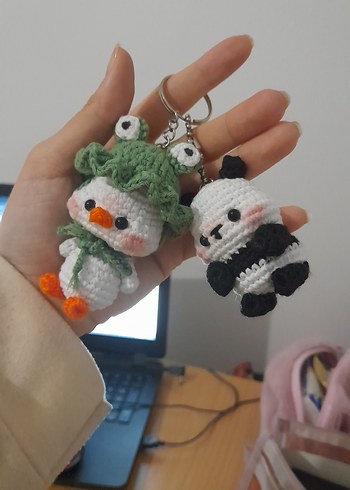 Renkli Örgü Panda Anahtarlık - Görsel 2